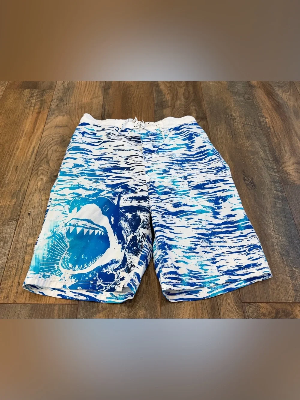 OshKosh B'gosh Boys Shark Print Swim Shorts, Size 14, Blue White Boys Swimwear